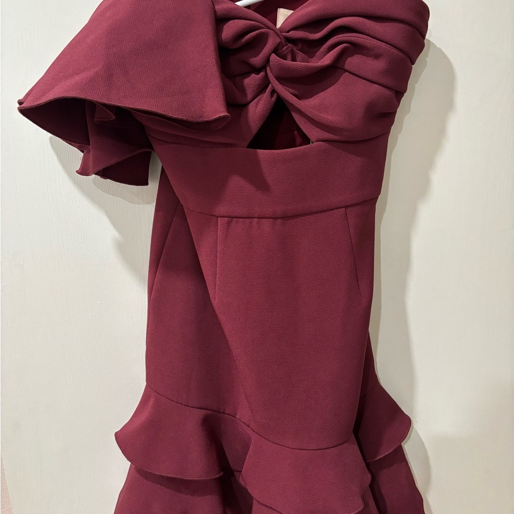 KEEPSAKE the Label Red One Shoulder Fit and Flare Dress